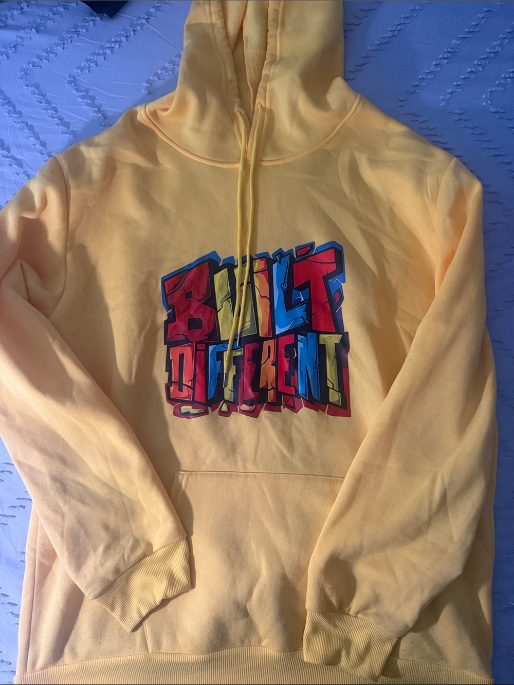 Yellow Graphic Hoodie "Built Different"